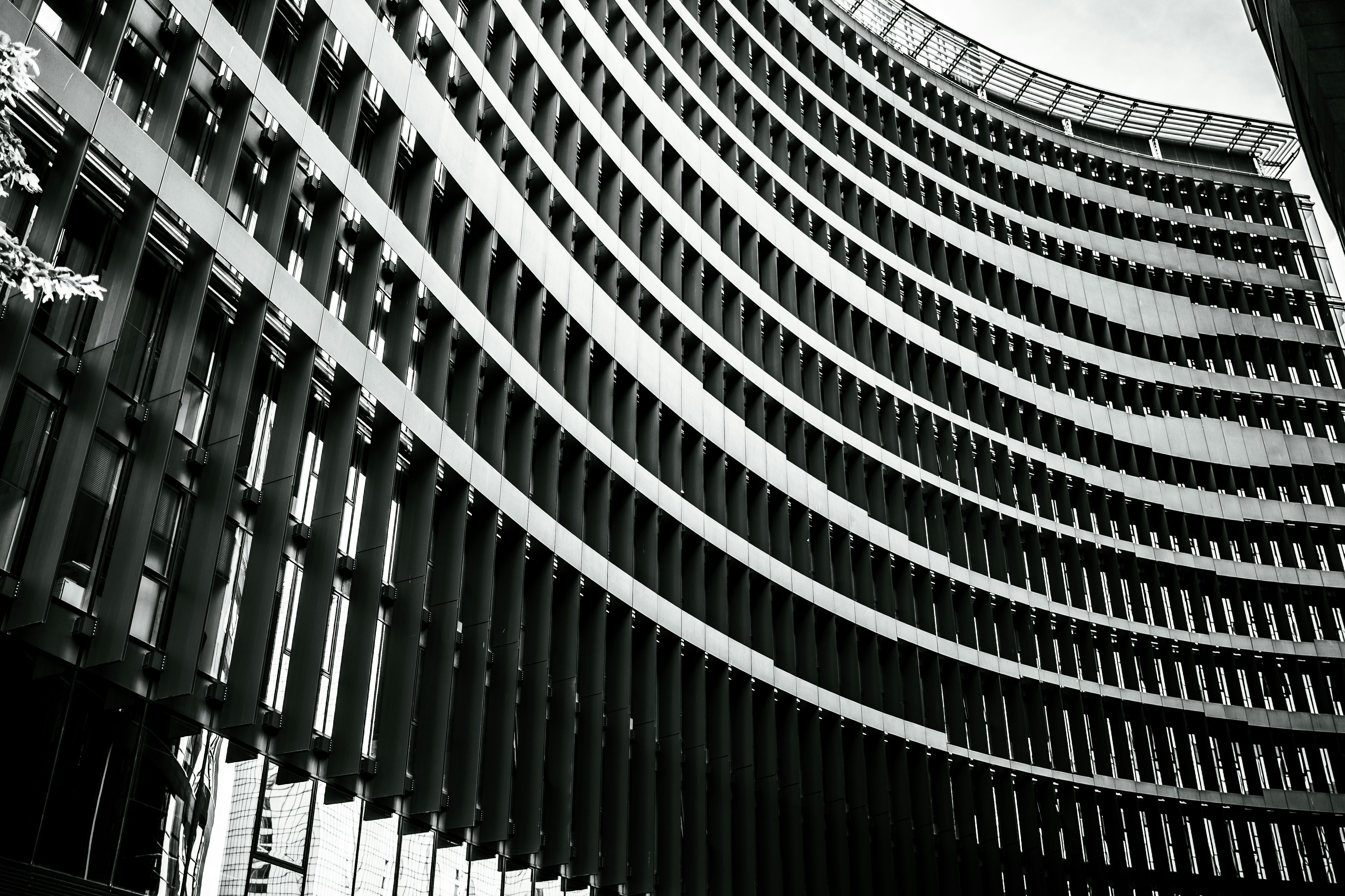 Curved modern building with repeating windows