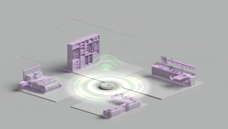 Dispositivos domésticos inteligentes conectados sem fio a um hub central.