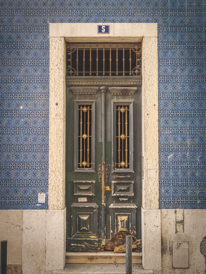 A tiled azulejo doorway in Lisbon