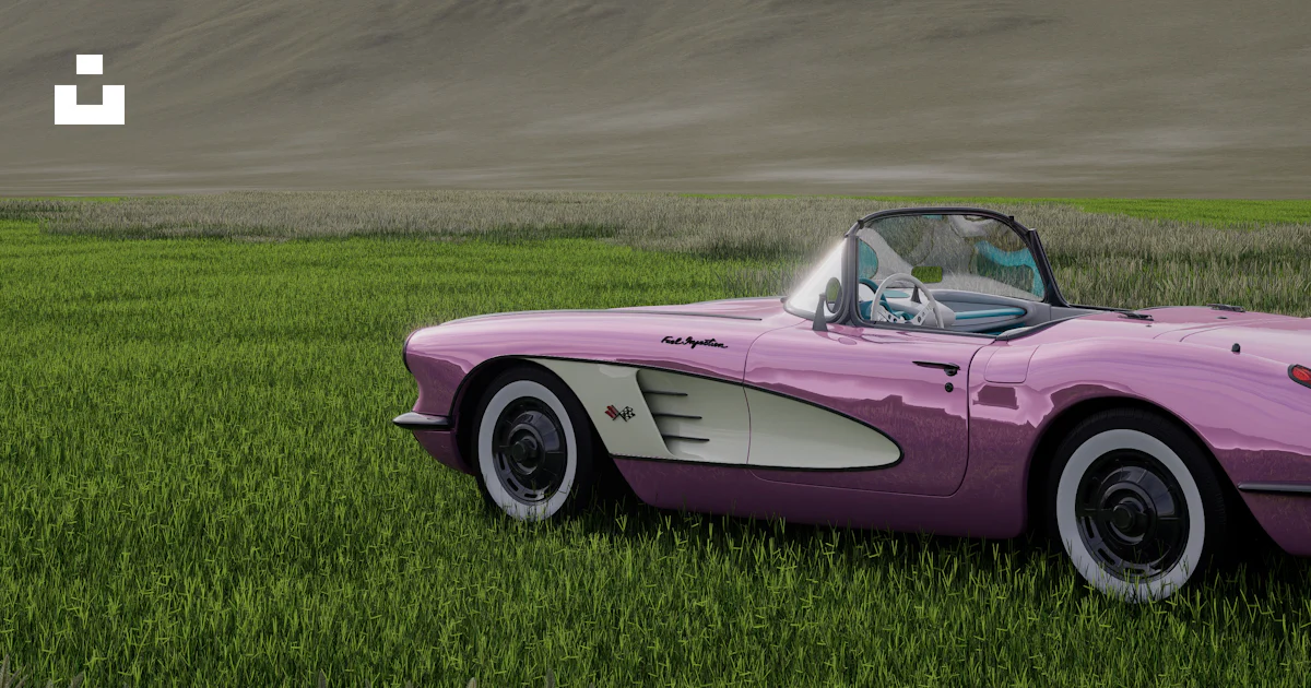 Field Car Pink classic convertible parked in a grassy field. photo – Free Car ...
