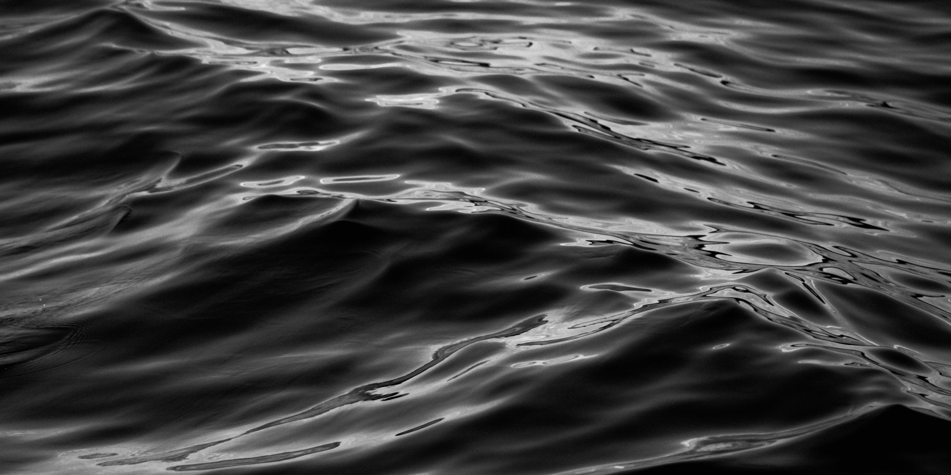 Abstract black and white waves with light reflections