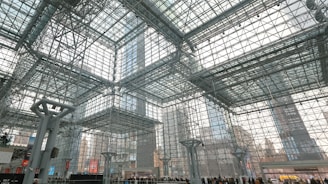 Modern glass and steel atrium with large windows