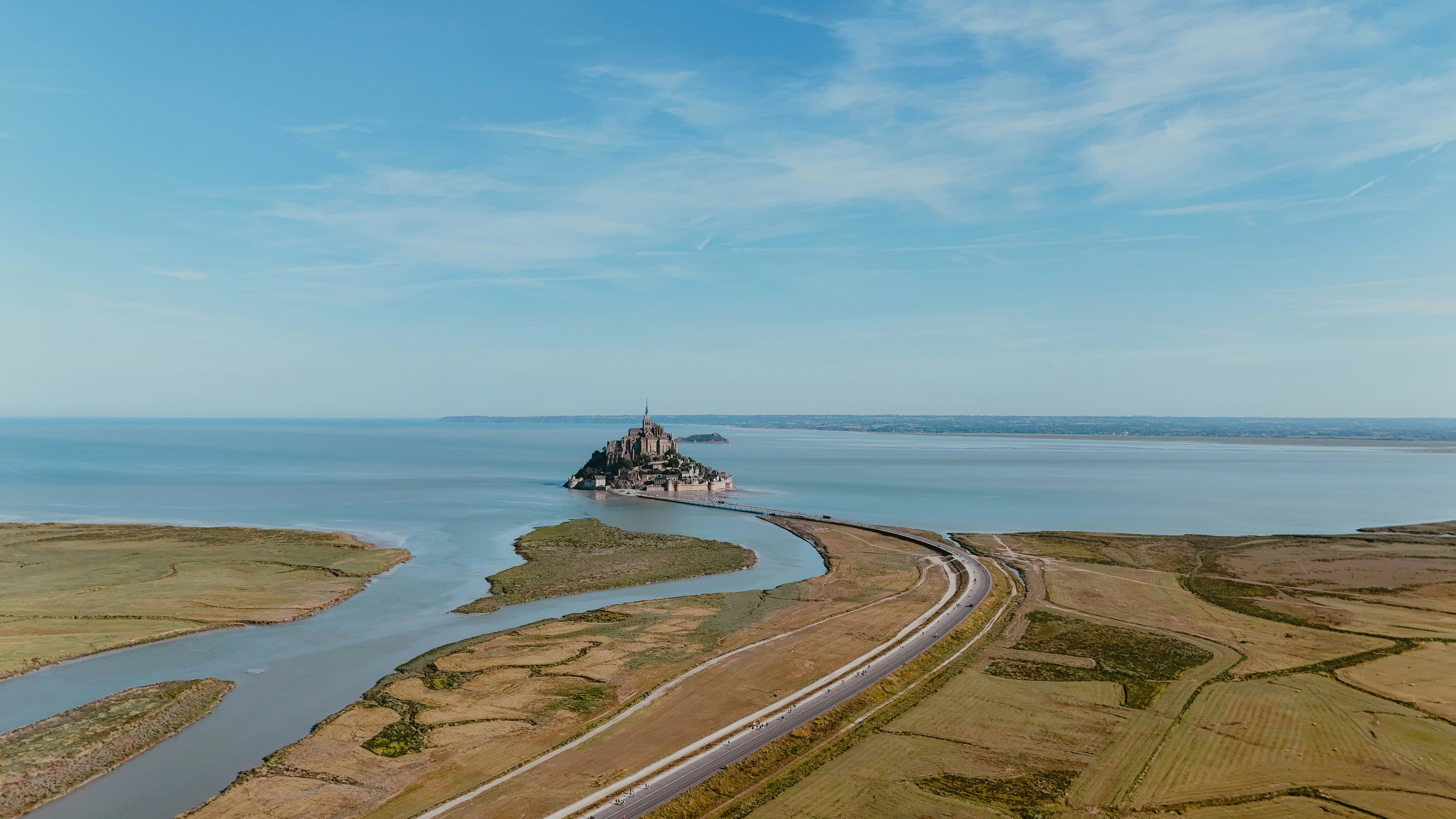 Mont saint-michel island abbey surrounded by water