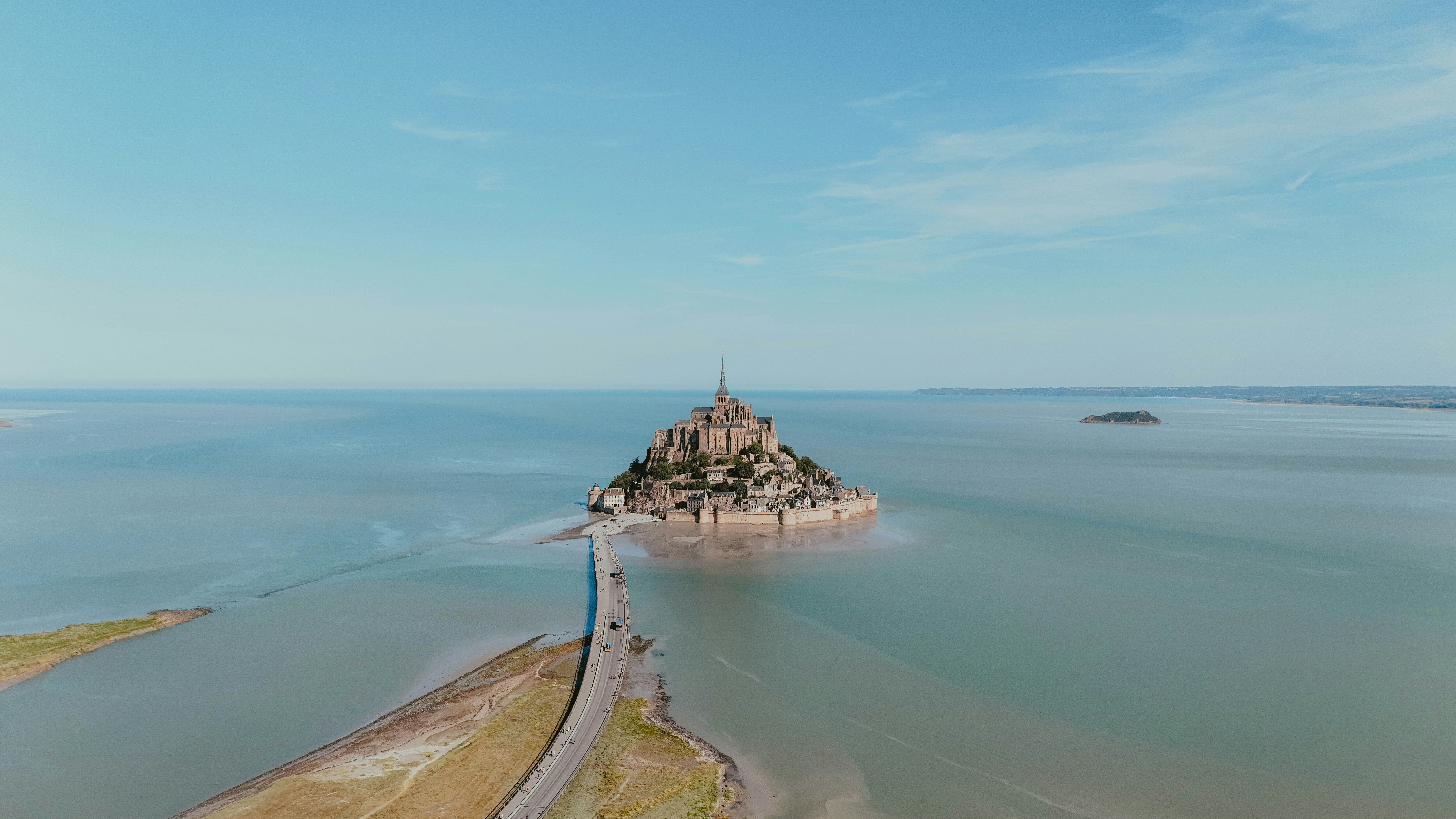 Mont saint-michel island abbey surrounded by water