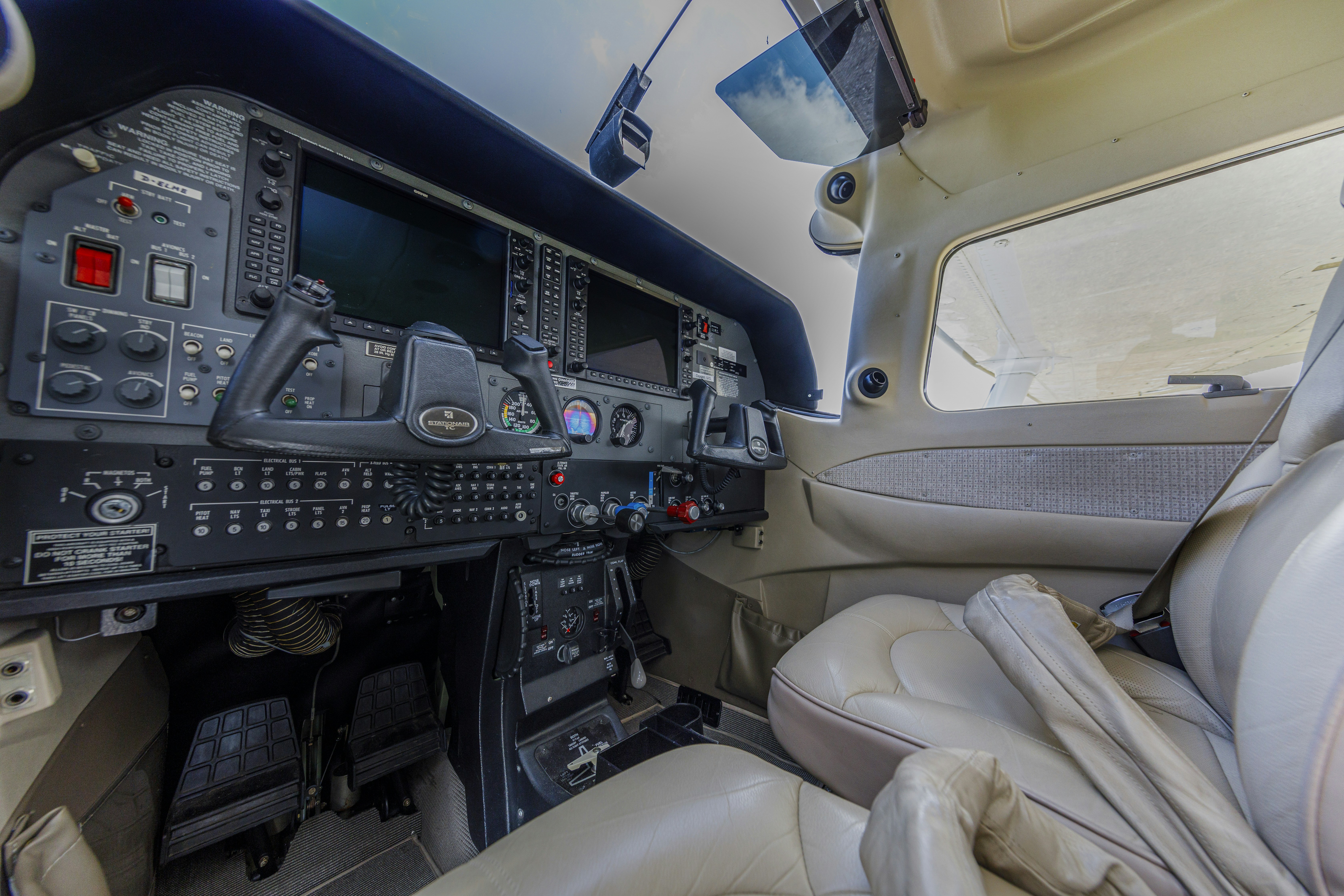Cessna cockpit interior showing detailed flight instruments