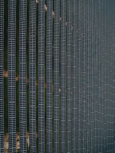 Aerial view of a large solar panel farm