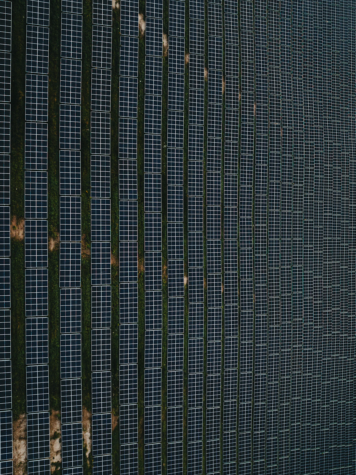 Aerial view of a solar panel farm