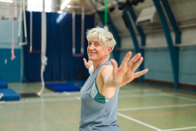 Senior doing core strengthening exercises