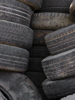 Stack of worn car tires