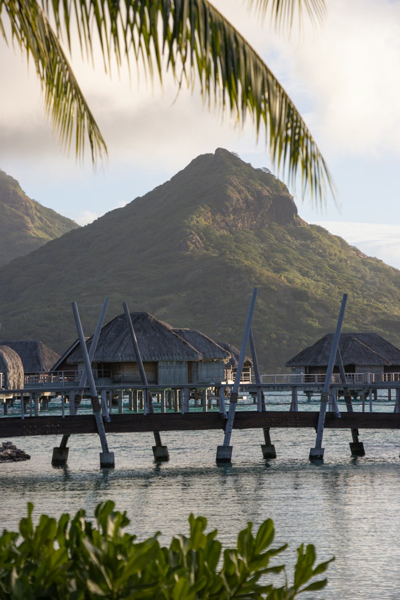 Small ship anchored beside a French Polynesia harbour