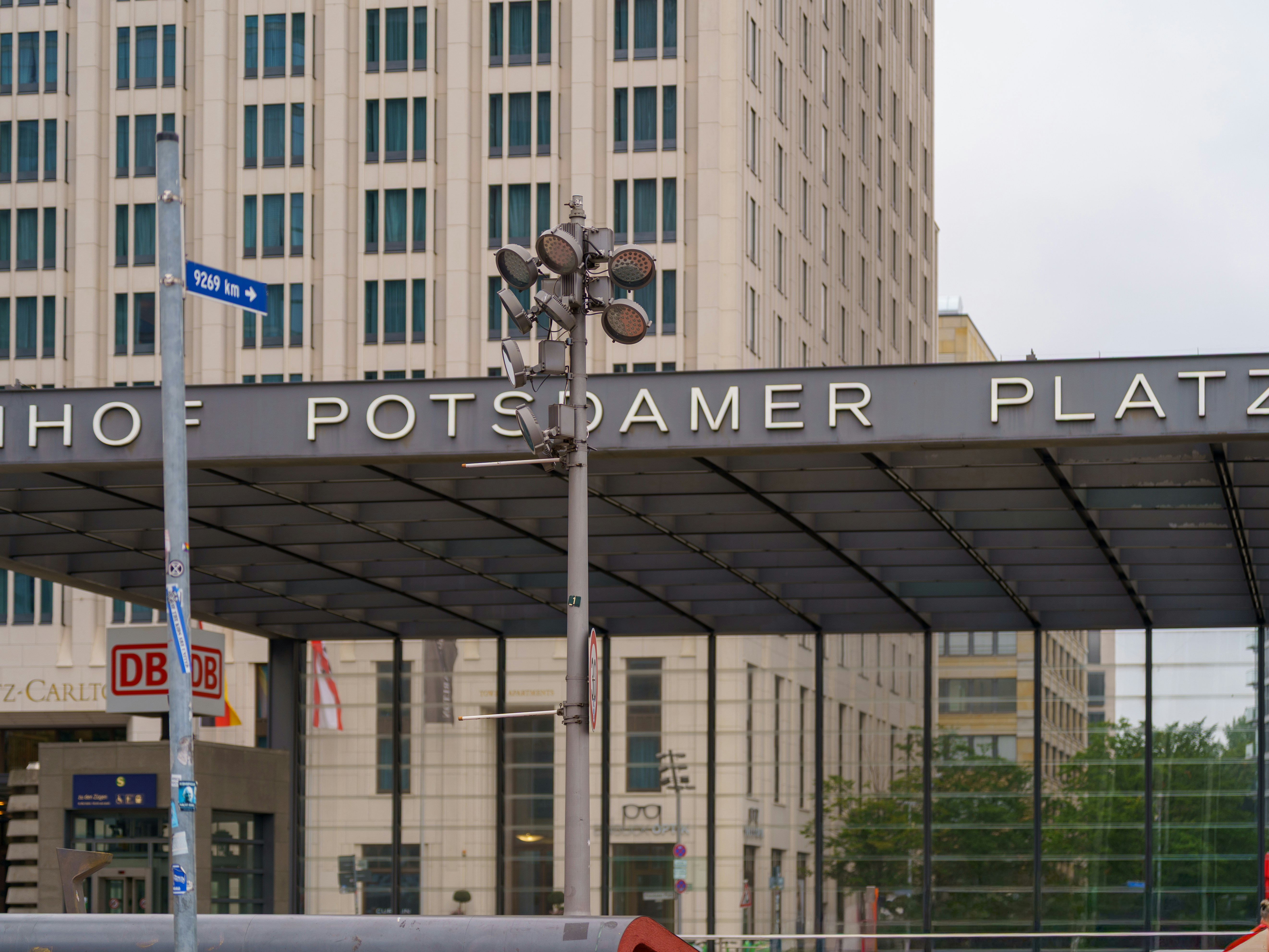 Train station entrance with potsdamer platz sign