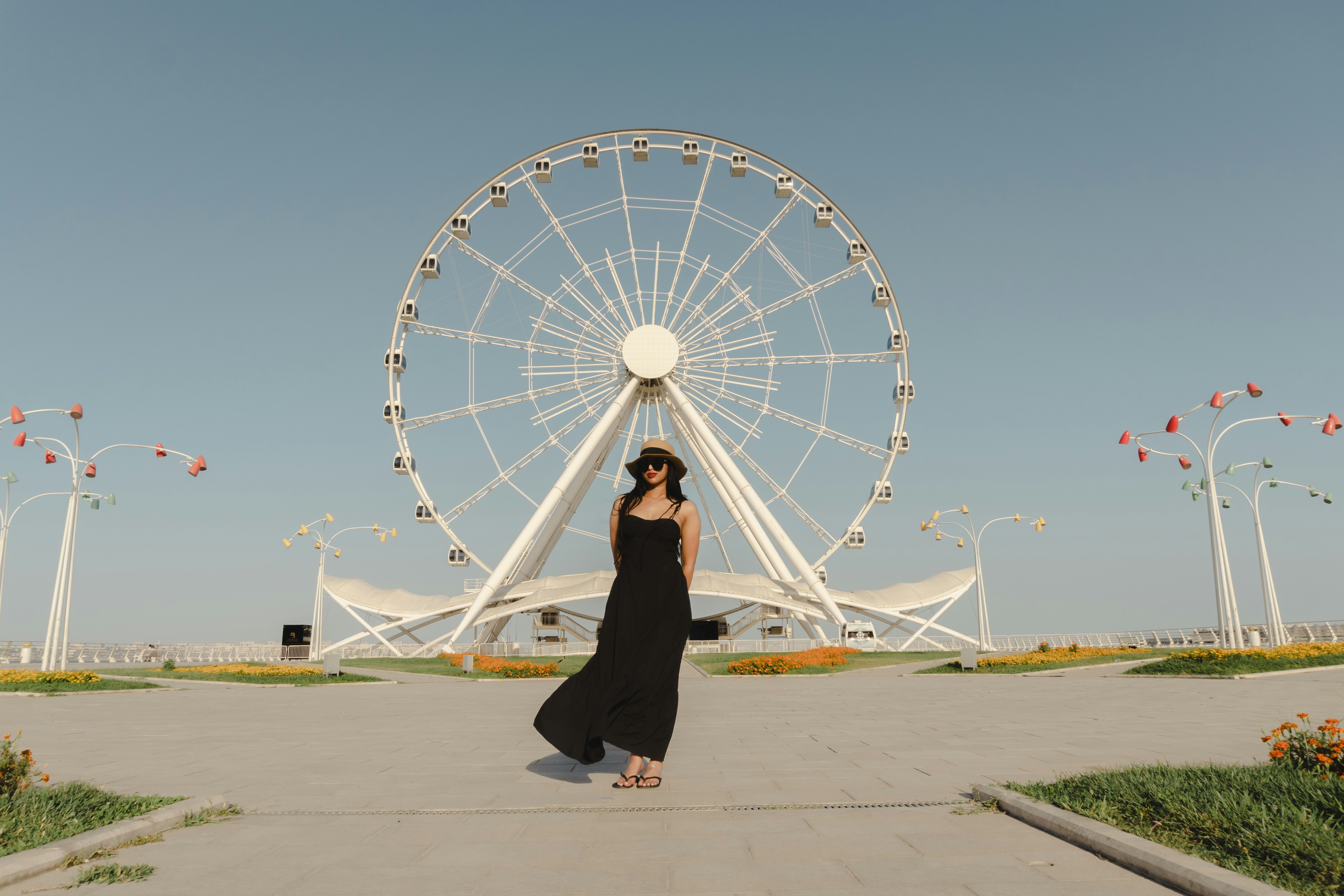 Female traveler evening