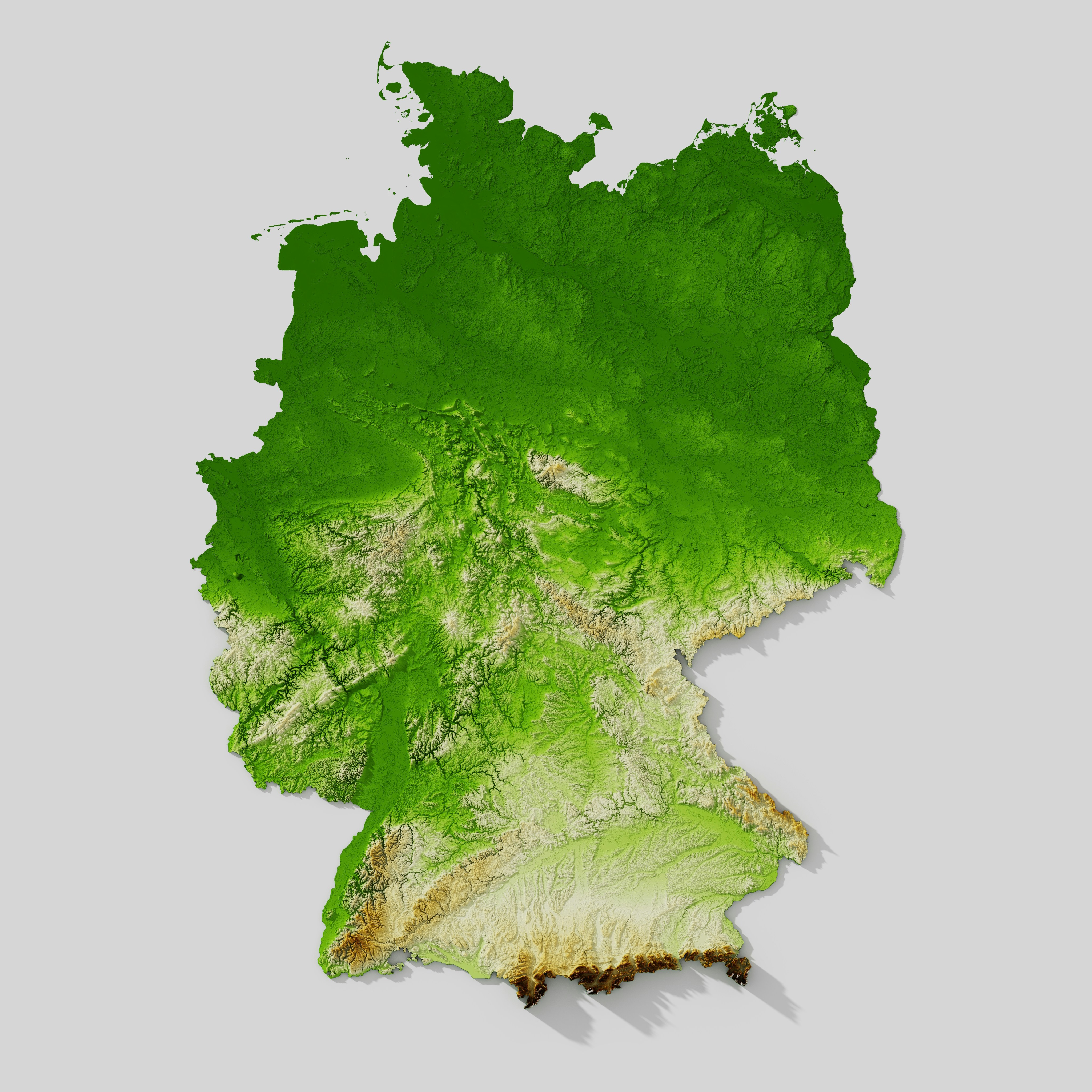 Topographic map of Germany (.jpg high-resolution render)