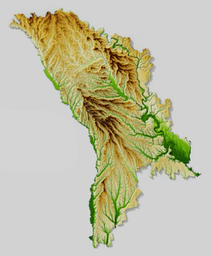 Topographic map of moldova with rivers