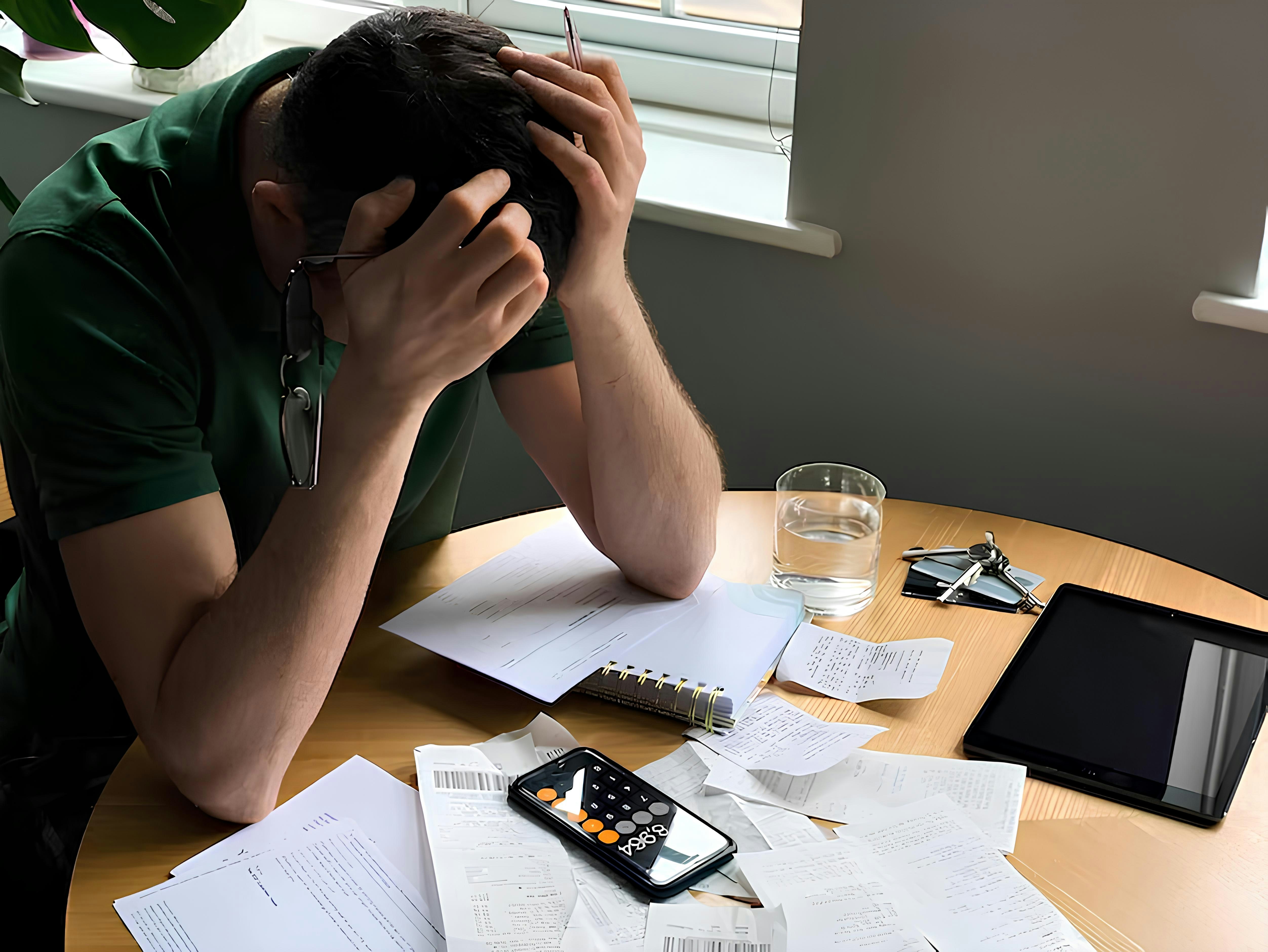 Pessoa preocupada com contas