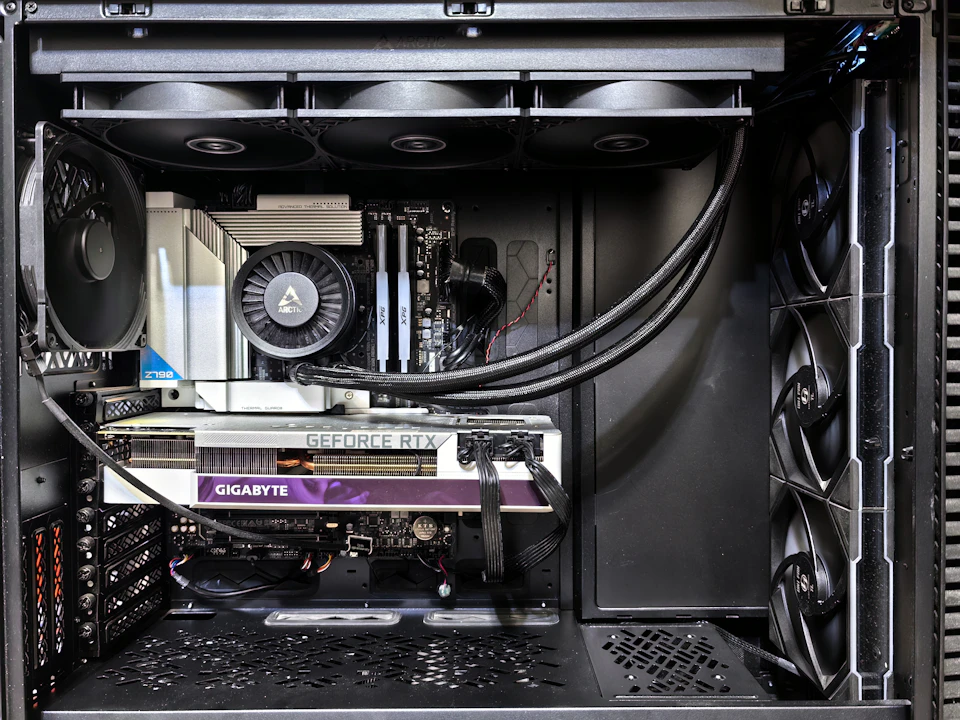 Desktop PC internal parts and cooling fans