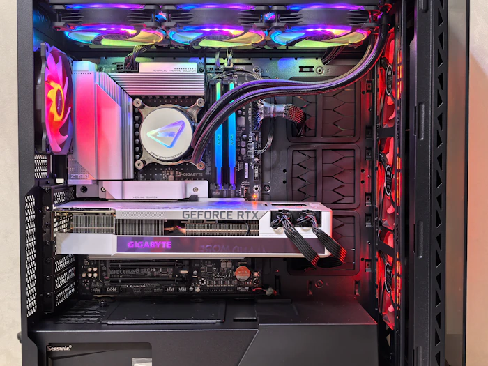Inside a custom-built gaming computer