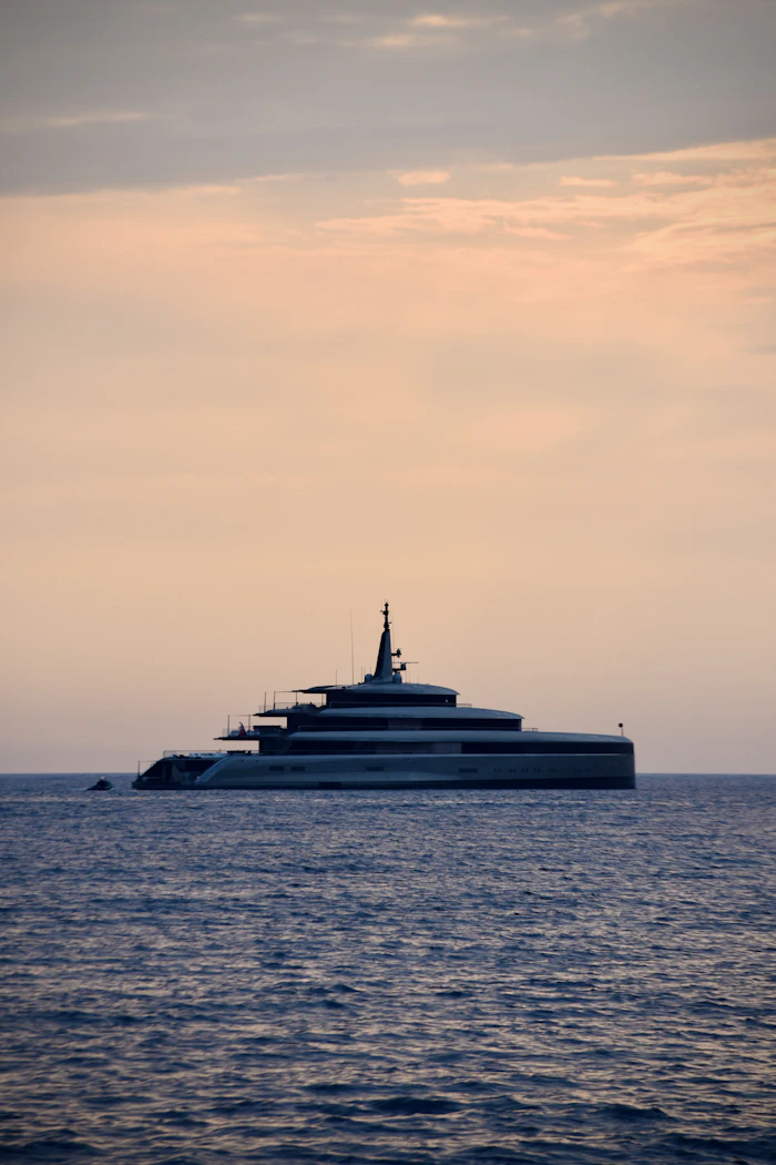 Luxury yacht at dusk
