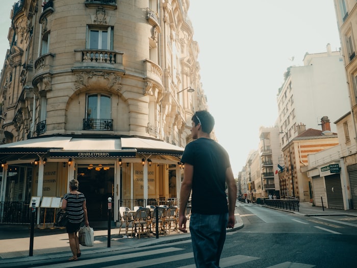Young entrepreneur walking in a Parisian street
