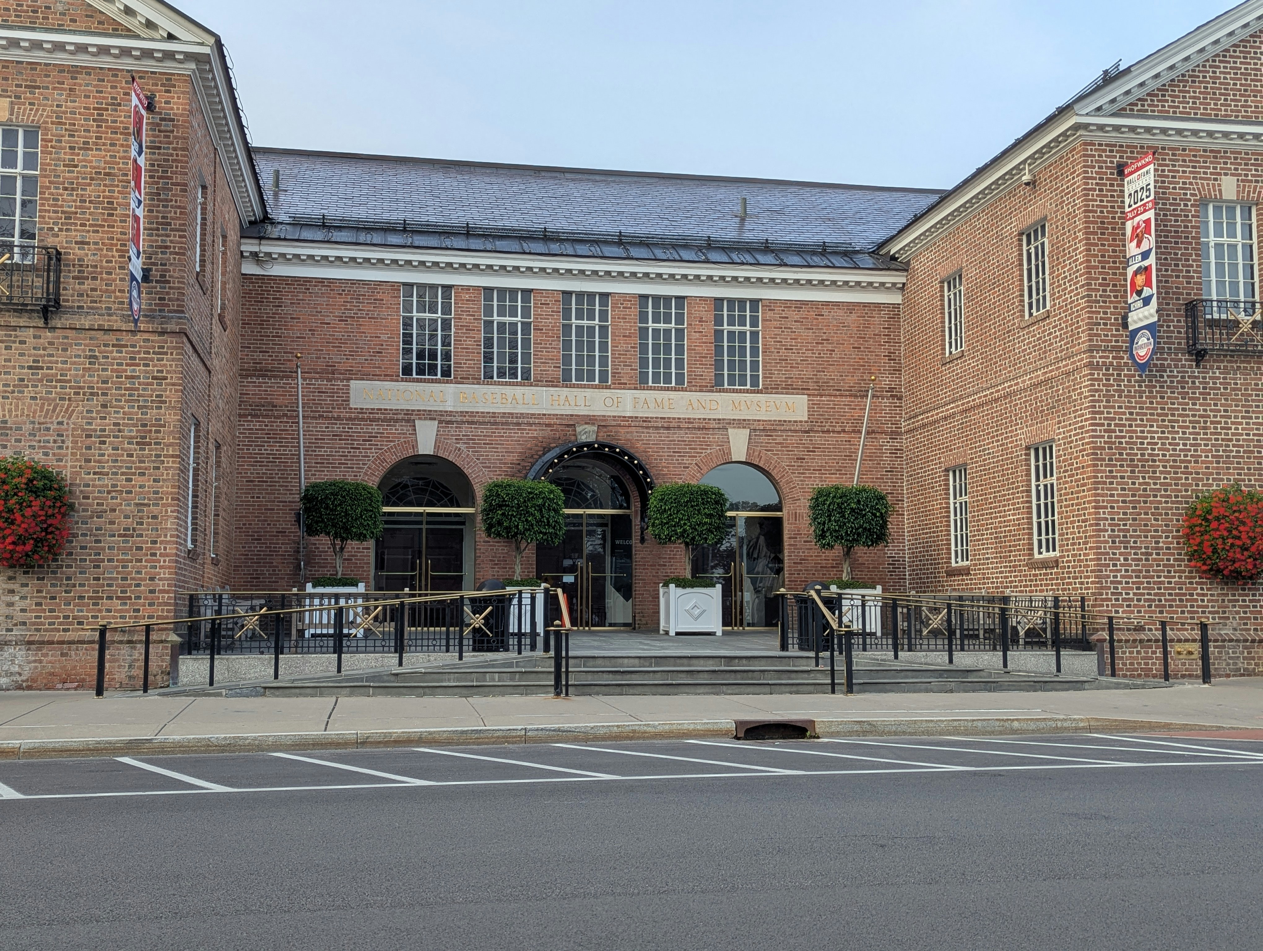Brick building with arched entrance and windows