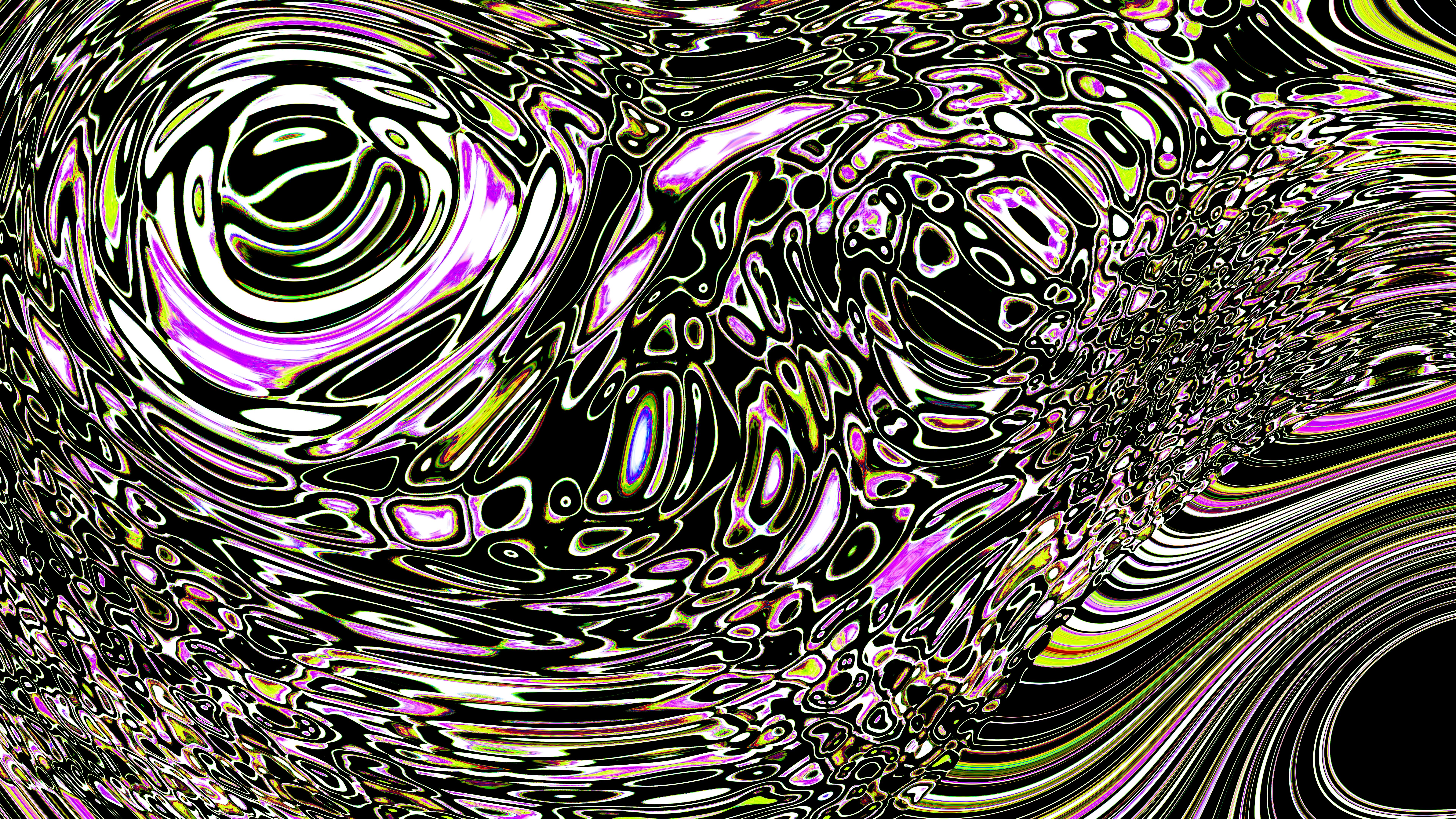 抽象的なカラフルな渦巻き模様と曲線がサイケデリックなデザインを