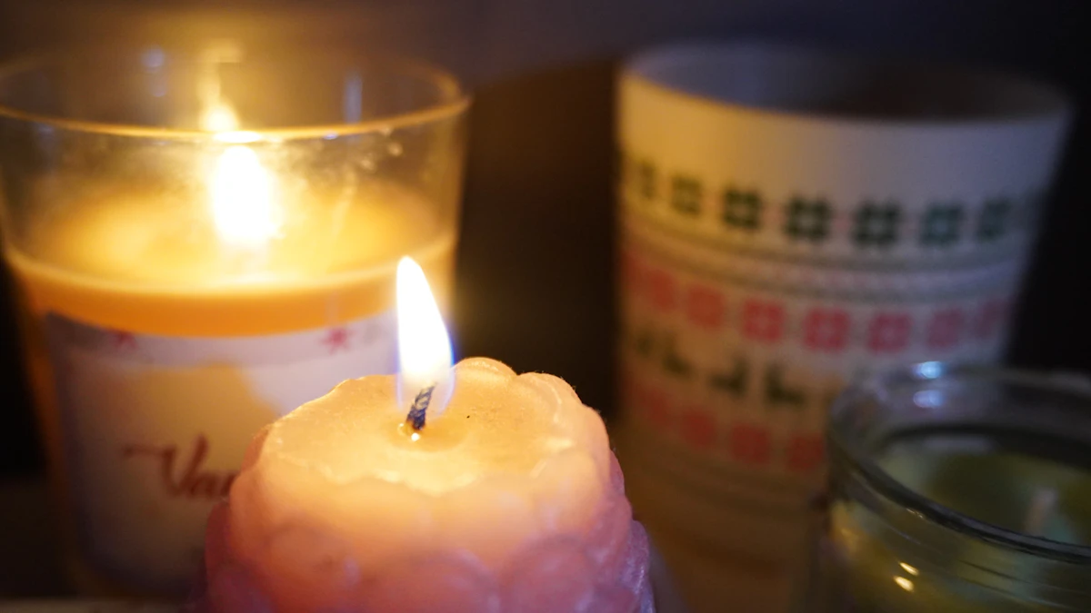 Cozy candle and mug styled in a modern interior