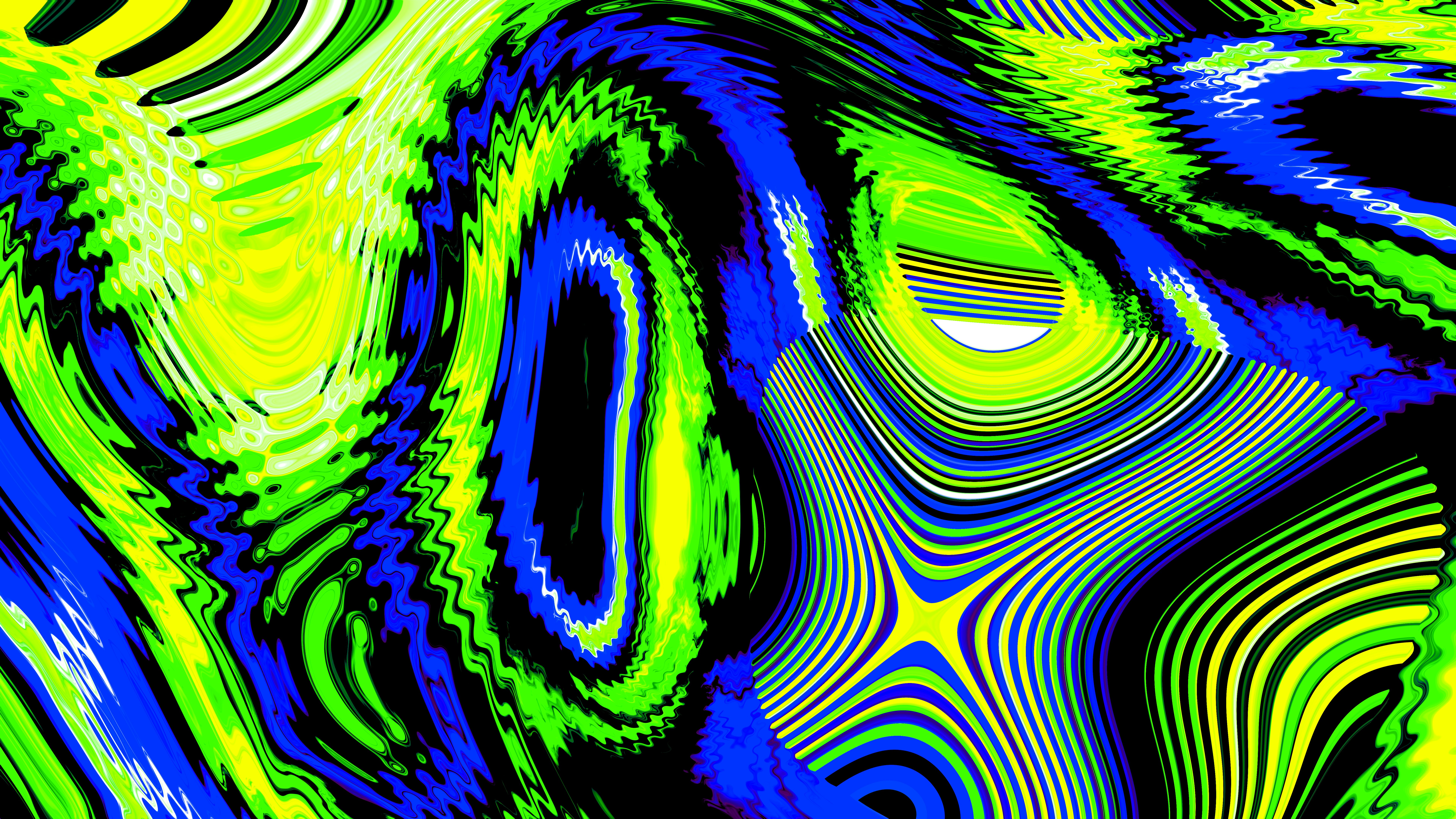 Abstract swirling patterns of blue and green