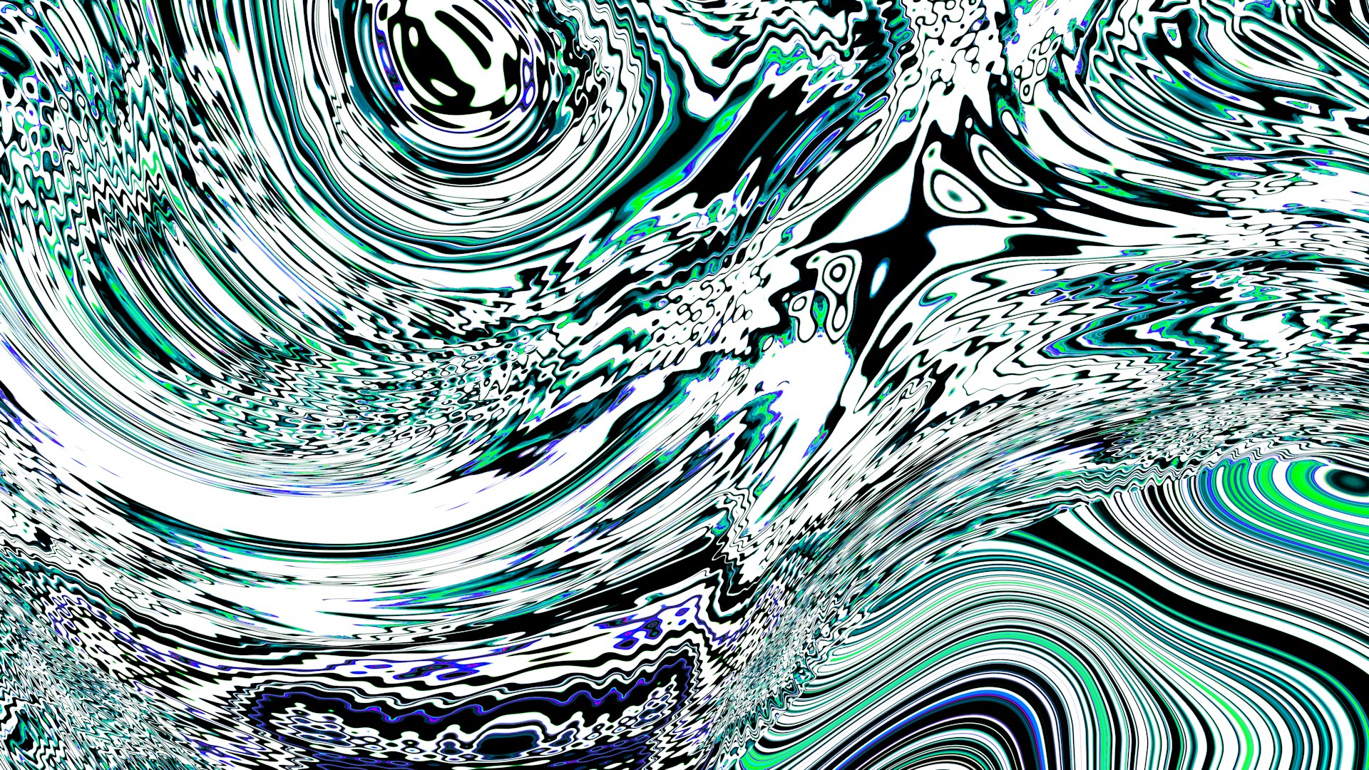Abstract swirling patterns of blue, white, and black.