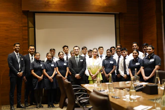 A group of people in a conference room