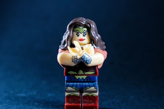 Wonder woman lego figurine with crossed arms