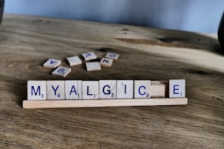 Scrabble tiles spelling myalgic encephalomyelitis