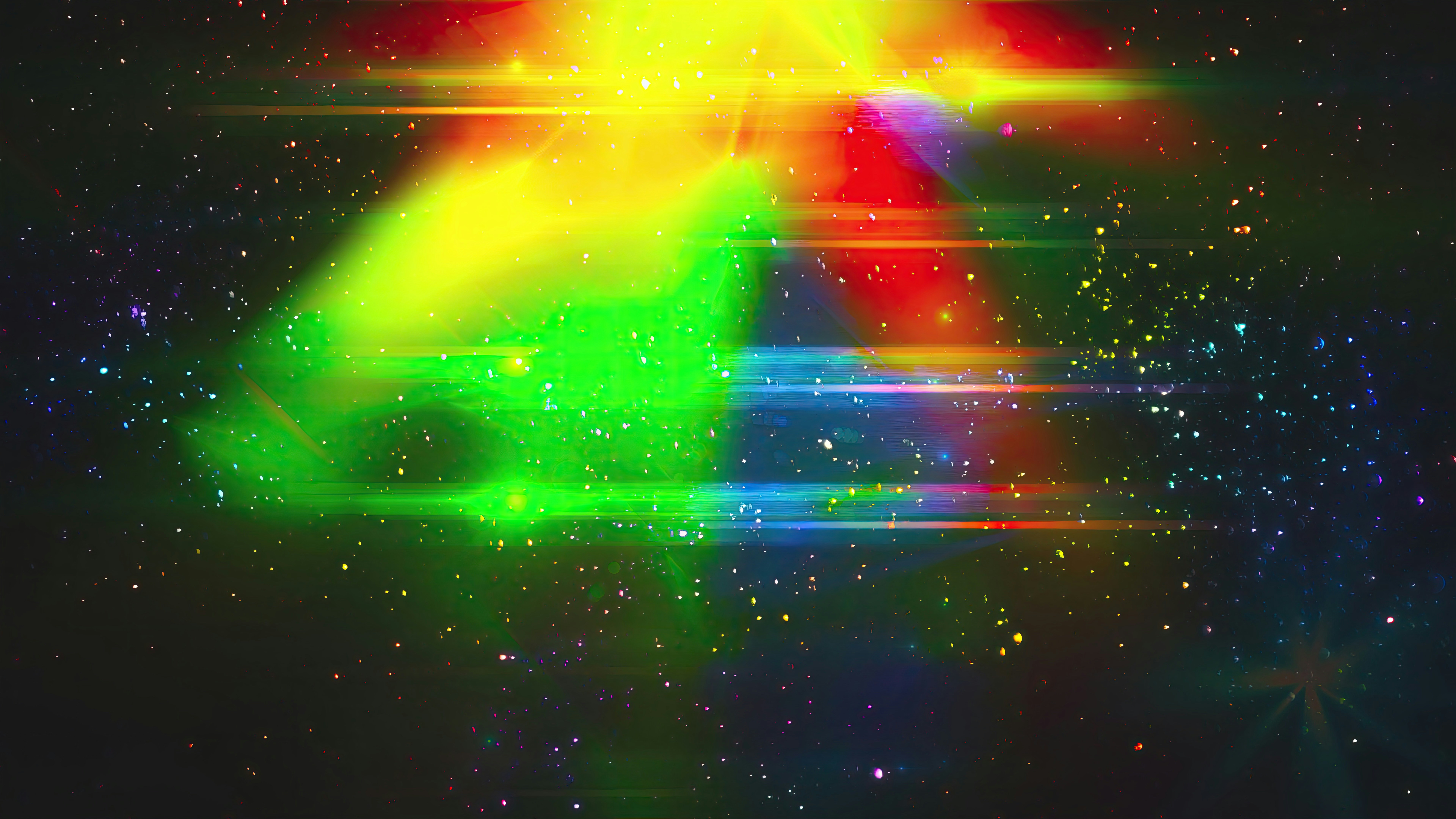 Abstract colorful nebula with glowing light and stars