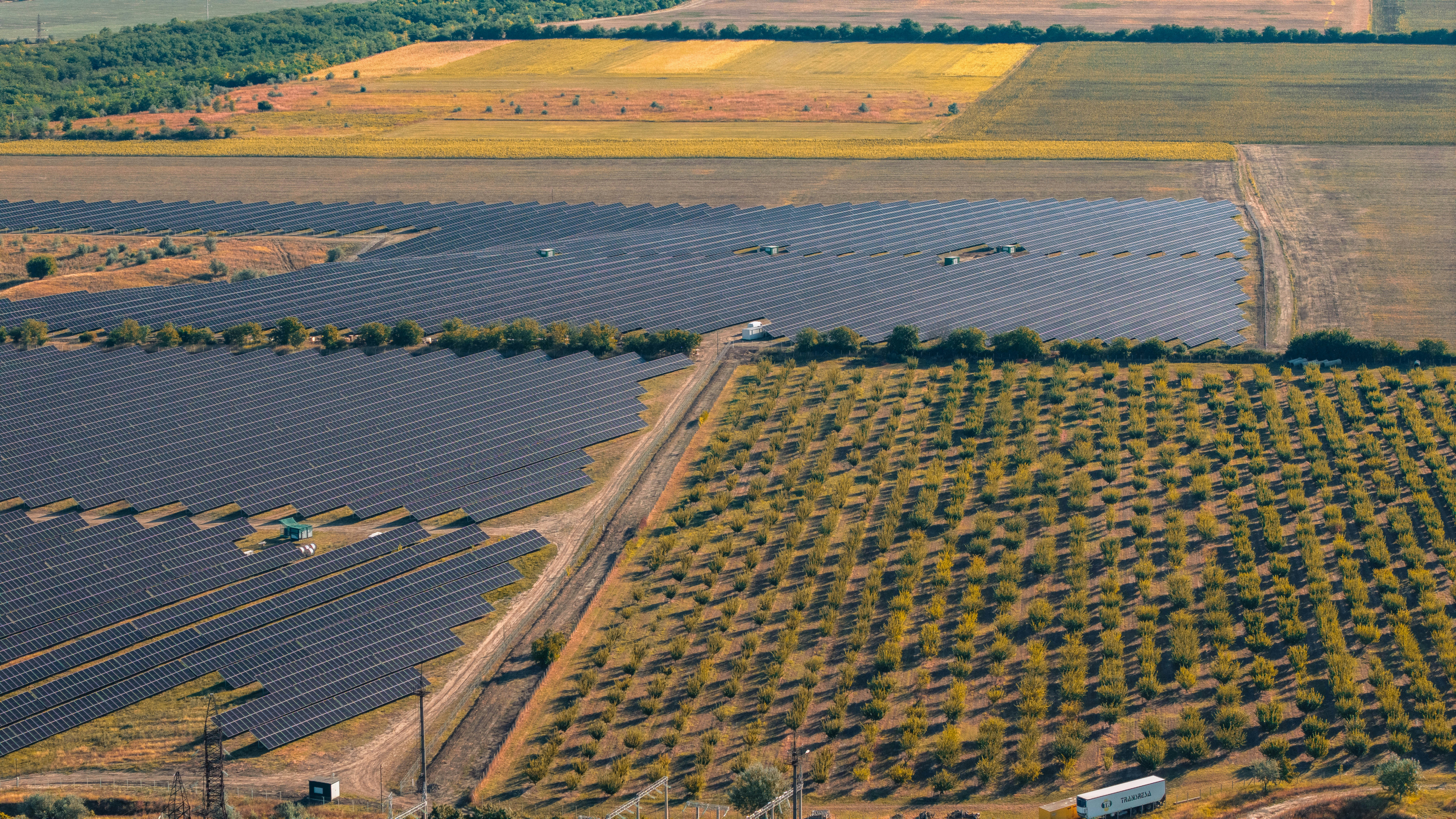 A large-scale solar farm - sustainable power generation