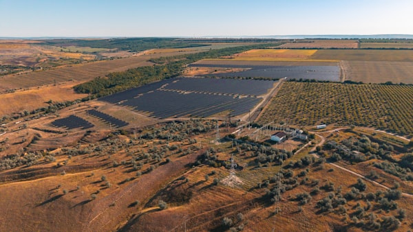 Solar farm in a rural landscape