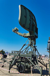 Large radar dish on a mobile trailer