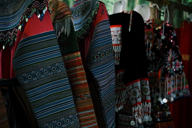 Colorful traditional clothing with intricate patterns