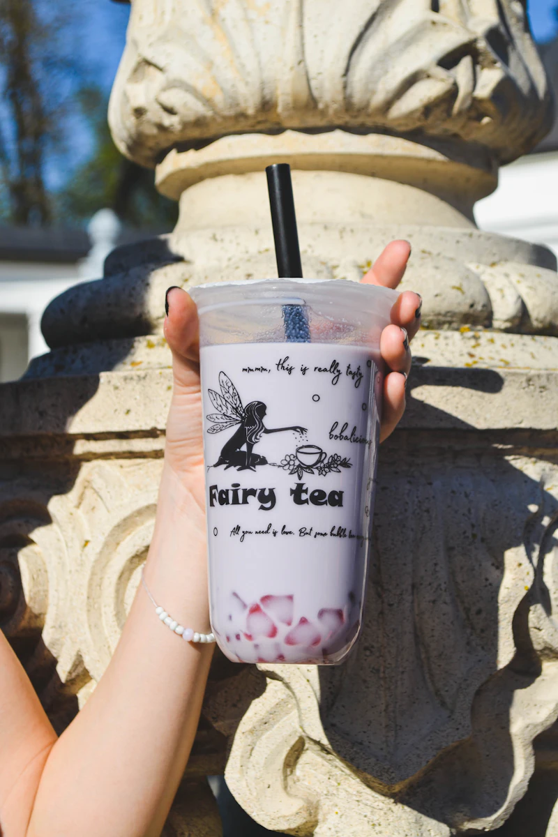 Purple tea drink with pearls