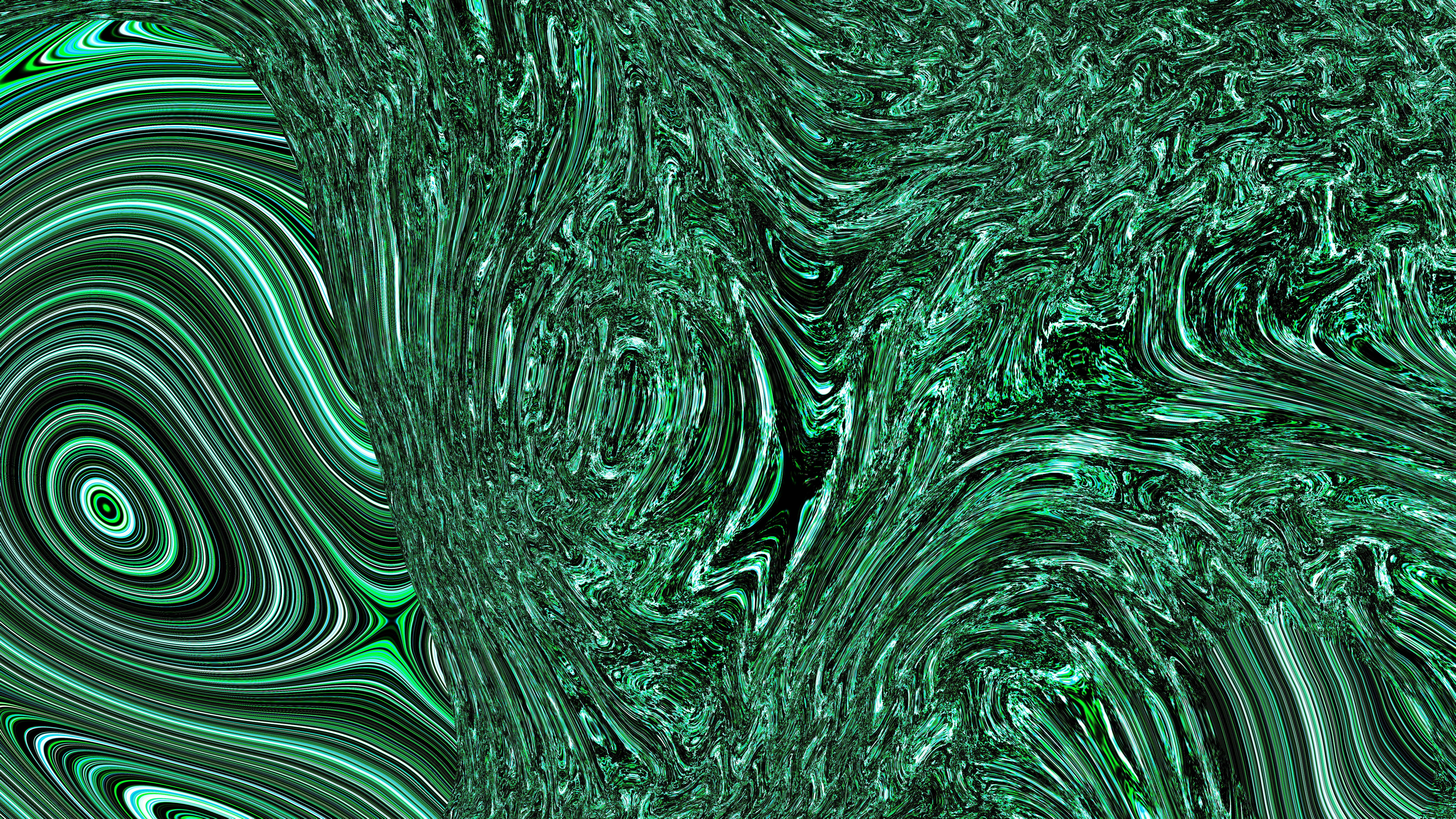 Abstract swirling patterns of green and white