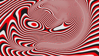 Abstract red, white, and black swirling pattern