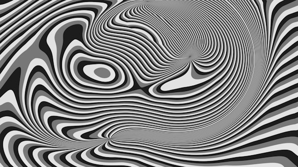 Abstract swirling black, white, and gray lines pattern