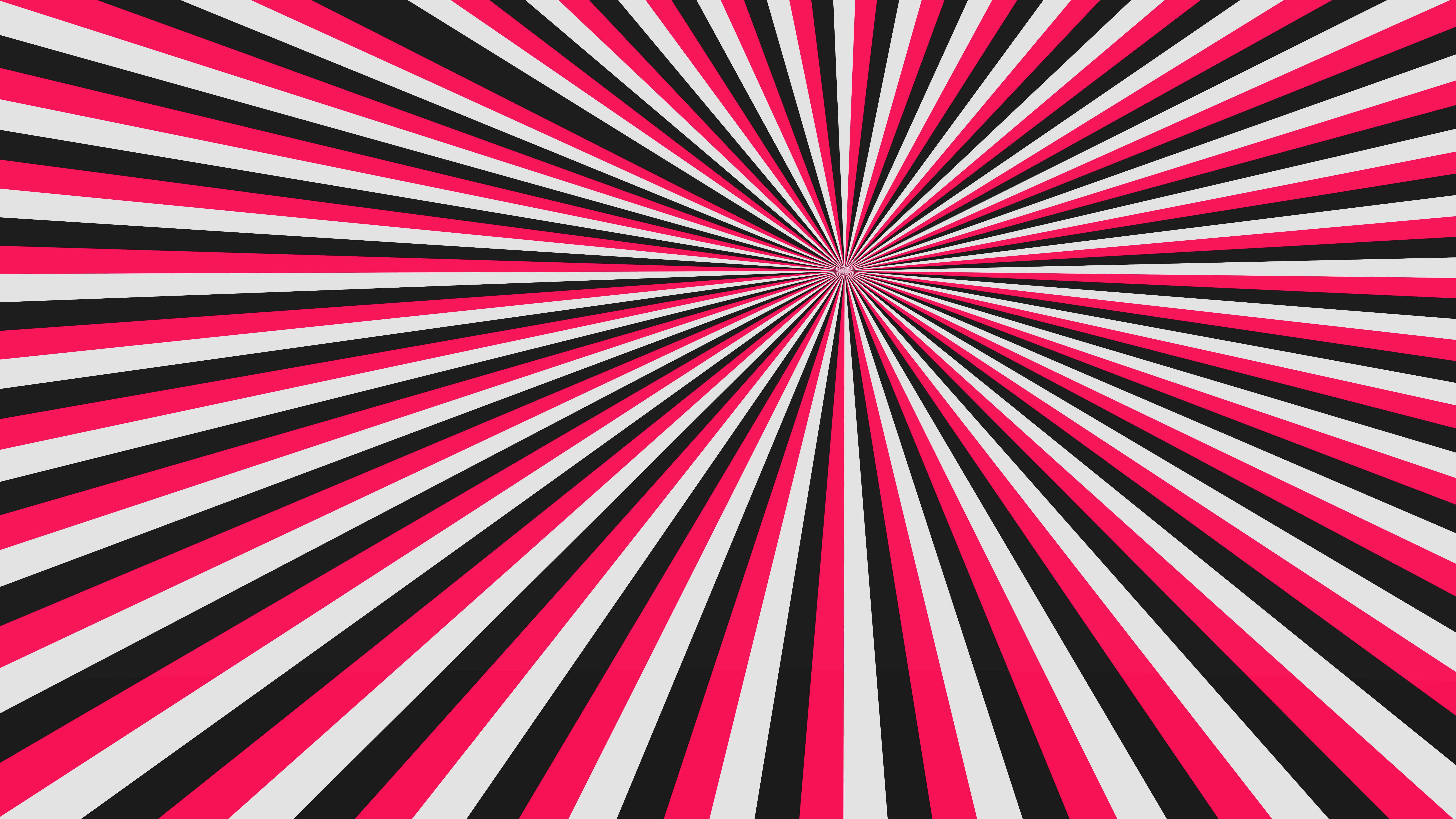 Vibrant radial pattern of pink, white, and black stripes