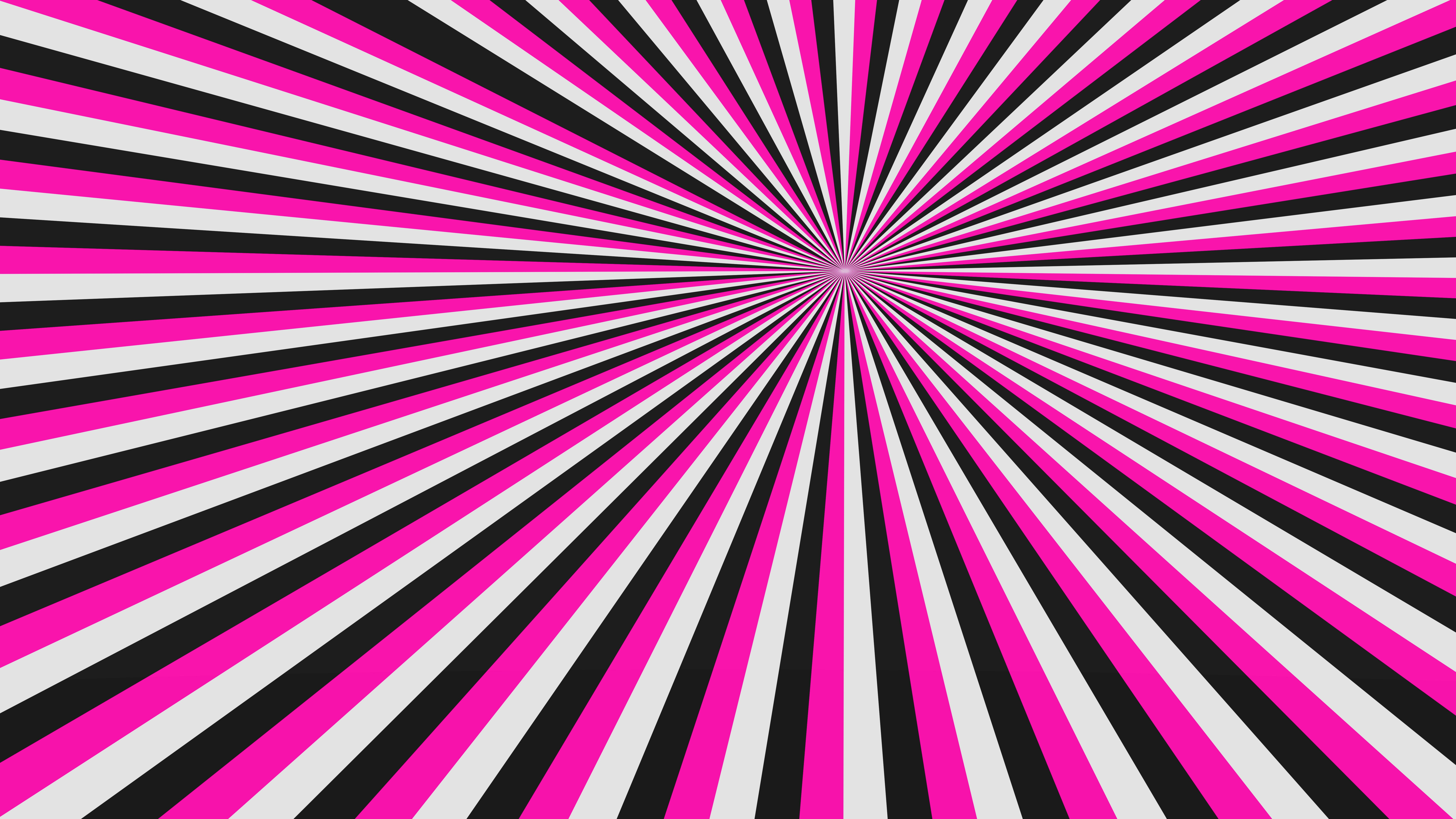 Radial pattern of pink, white, and black stripes.