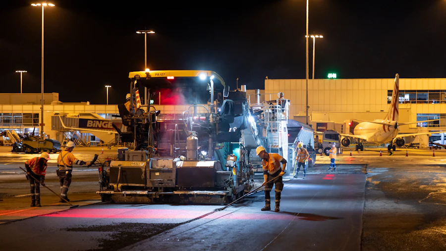 Night paving crew