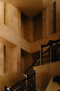 Marble staircase with geometric architectural design