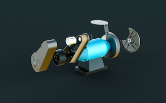 Exploded view of a blue motor assembly