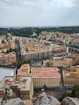 Aerial view of a european city with historic buildings.