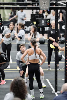Athletes preparing for a fitness competition