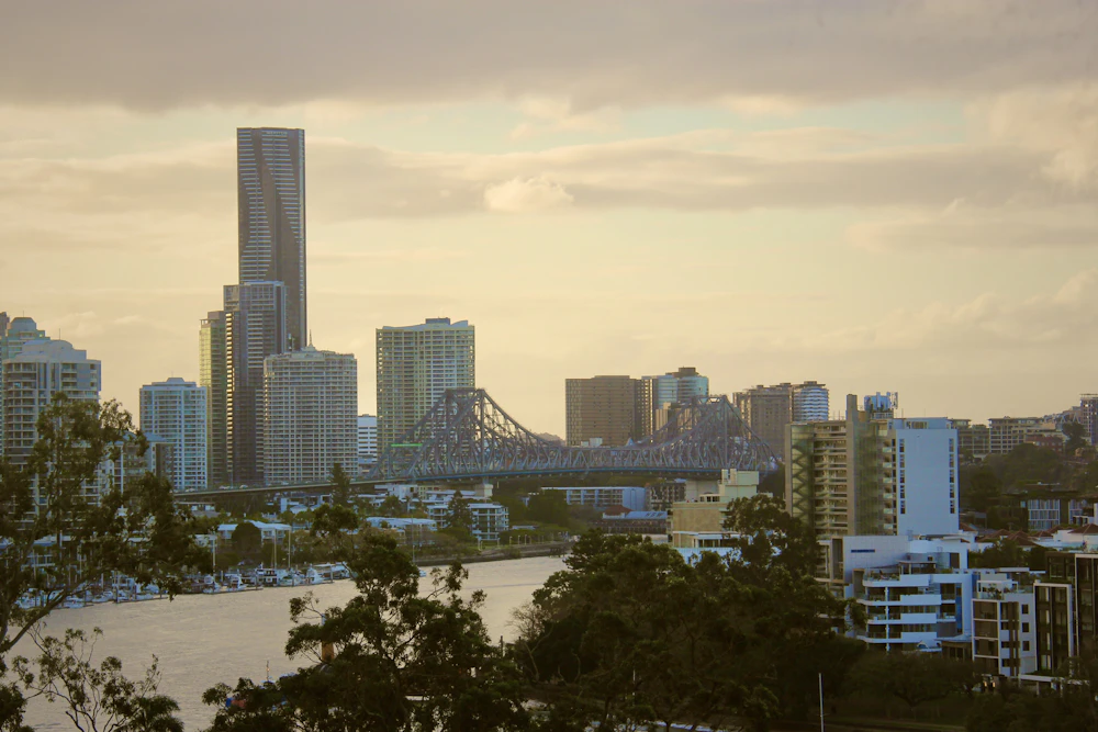 Auckland skyline and Sky Tower across the harbour