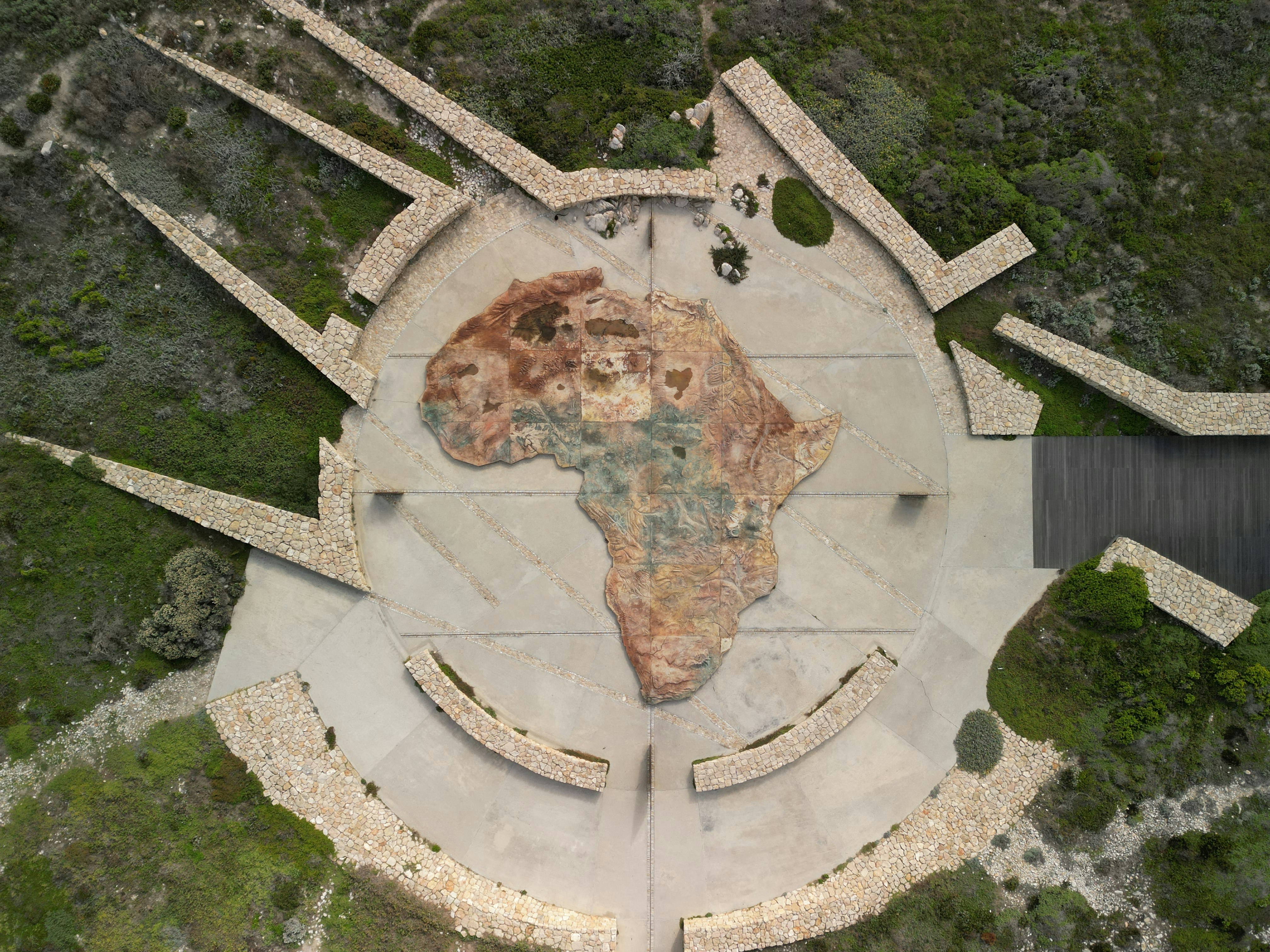 Aerial view of the map of africa monument.