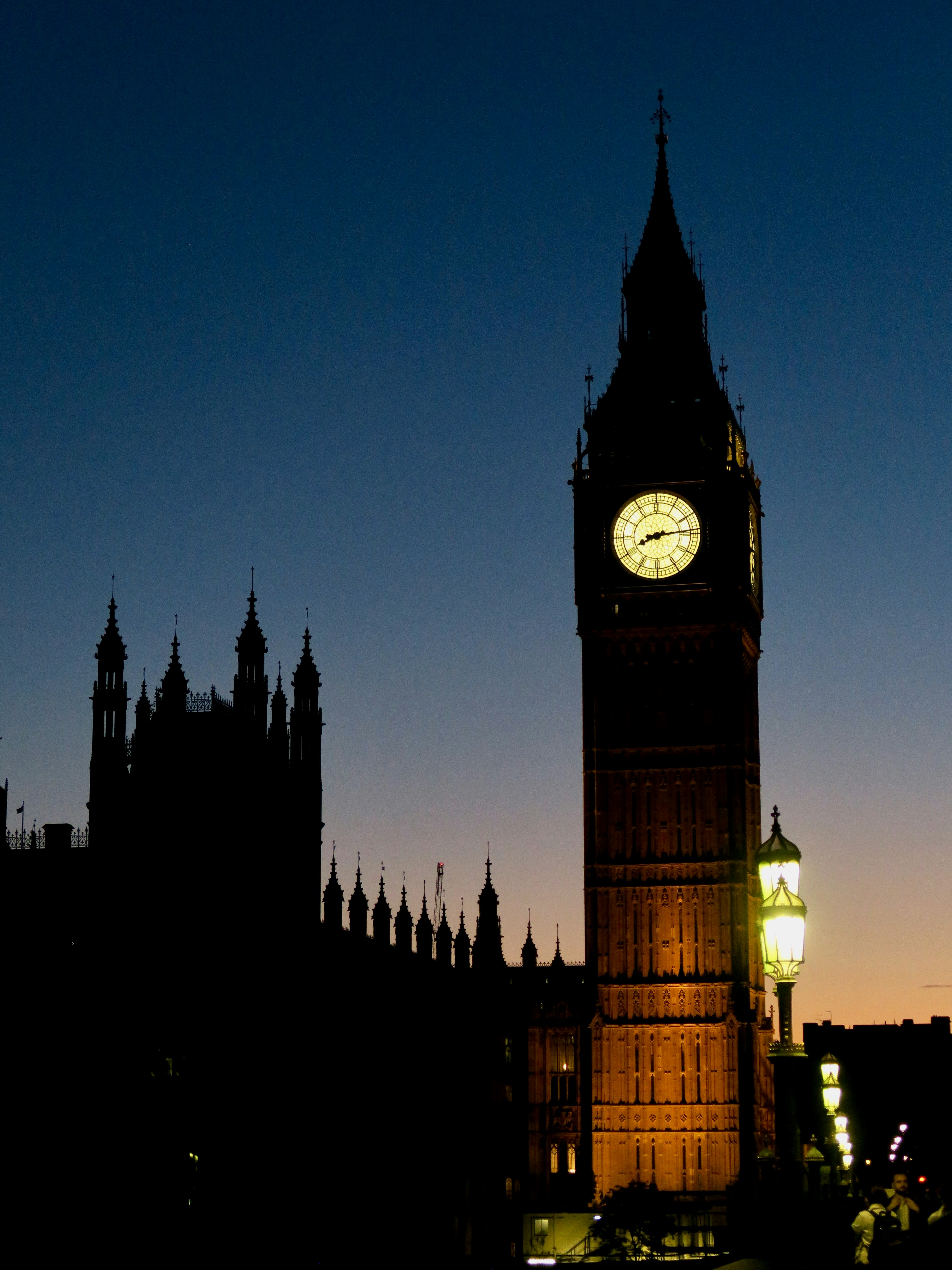 Westminster Parliament building at dusk